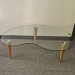 Set of Glass Top Coffee and End Tables w/ Wood Legs
